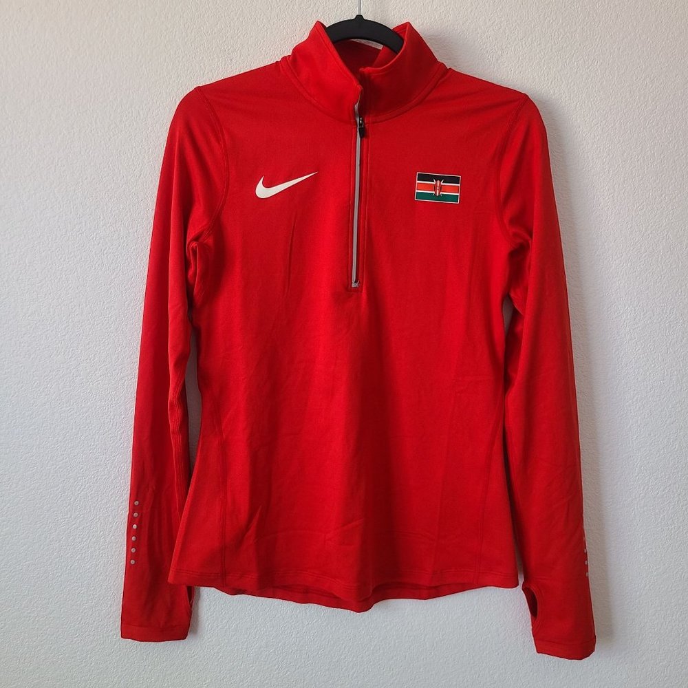 NEW Nike Womens Pro Elite Kenya 3/4 Zip Pullover Long Sleeve 801450-611 Size S
